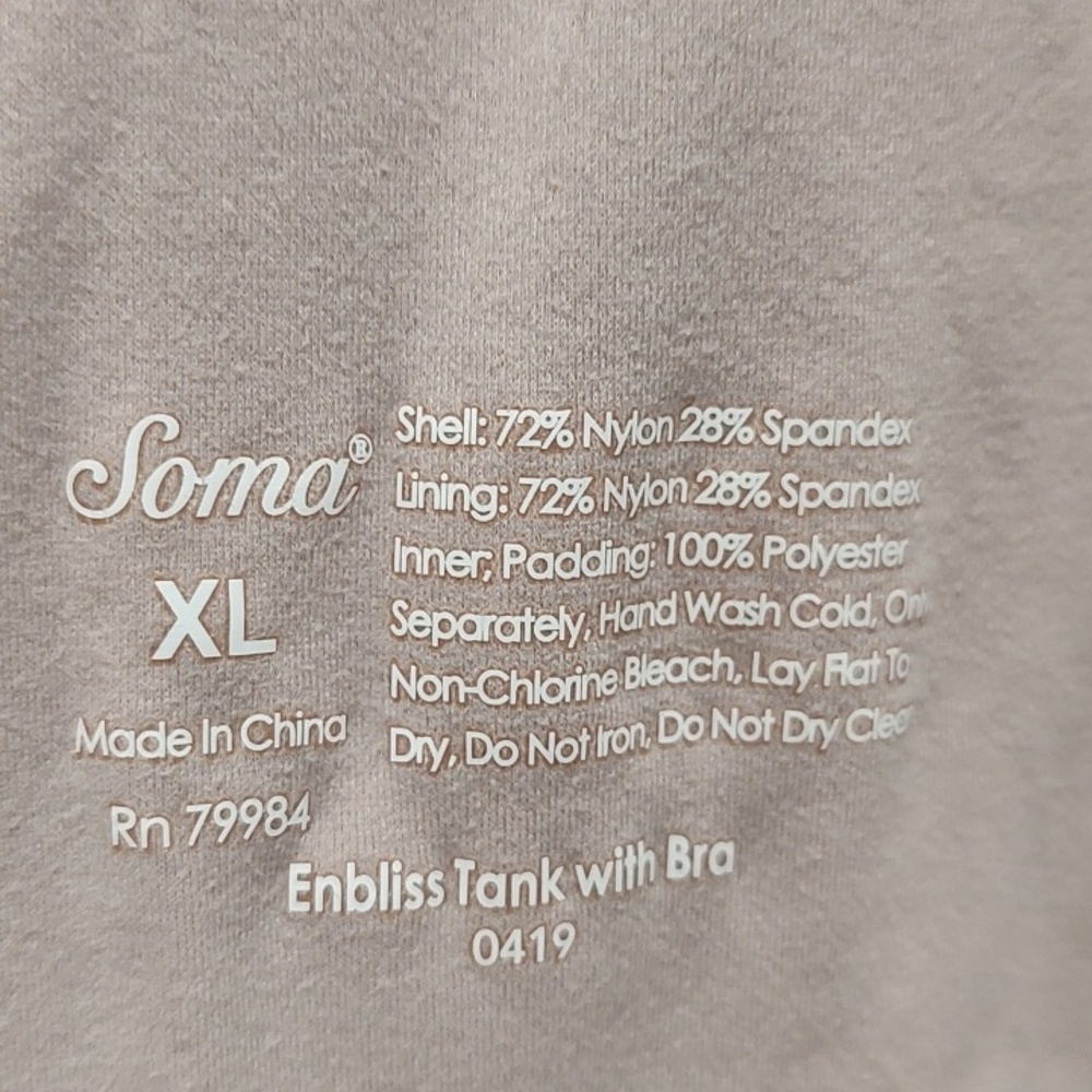 Soma (2) Enbliss Tank & Bra Lightweight Soft Fabric Nude & Brown Removable Pads - Picture 2 of 4